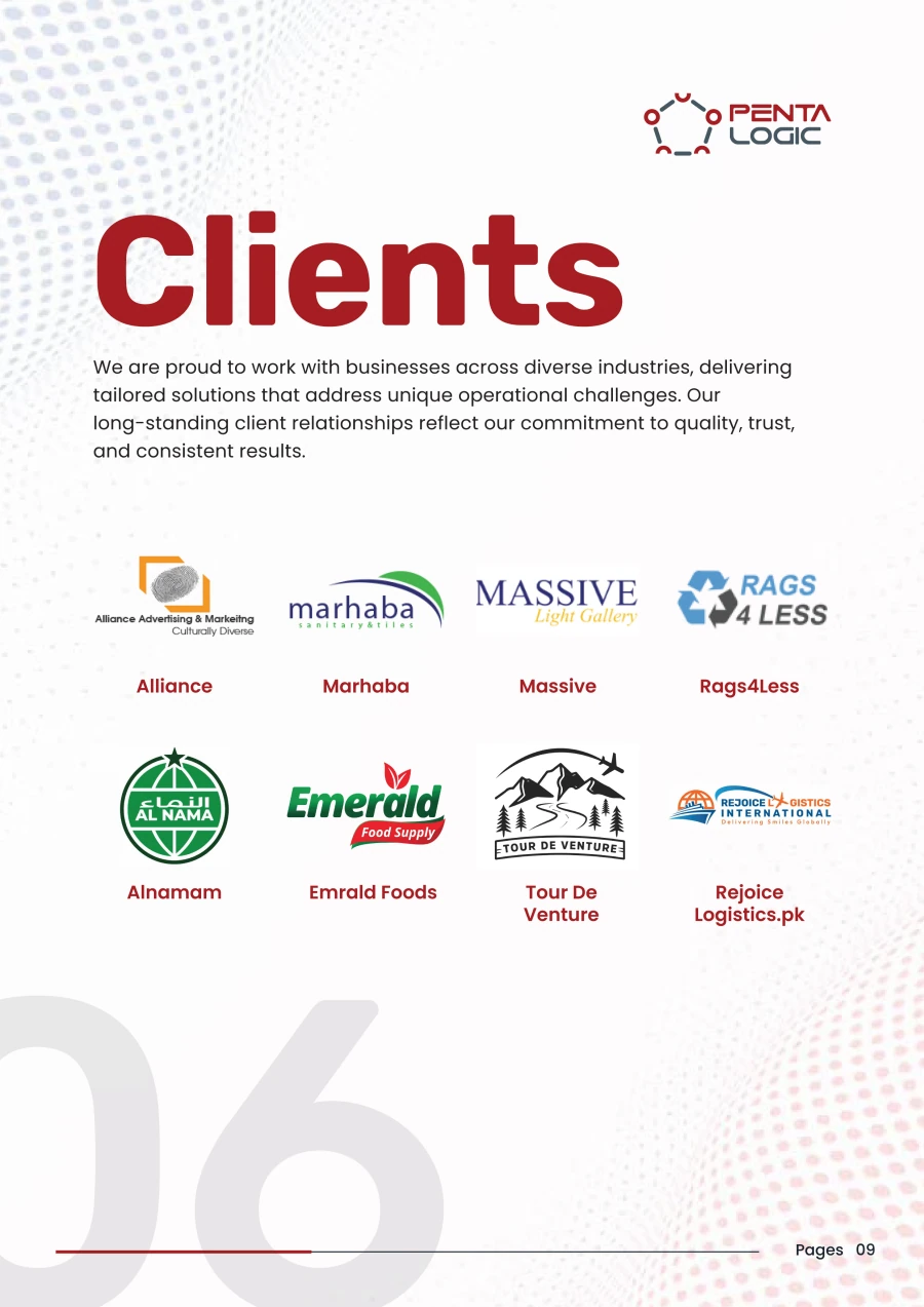 Our clients. Businesses across diverse industries that partner with Penta Logic.